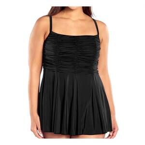 NEW ALWAYS FOR ME plus size jet cami swimdress in black